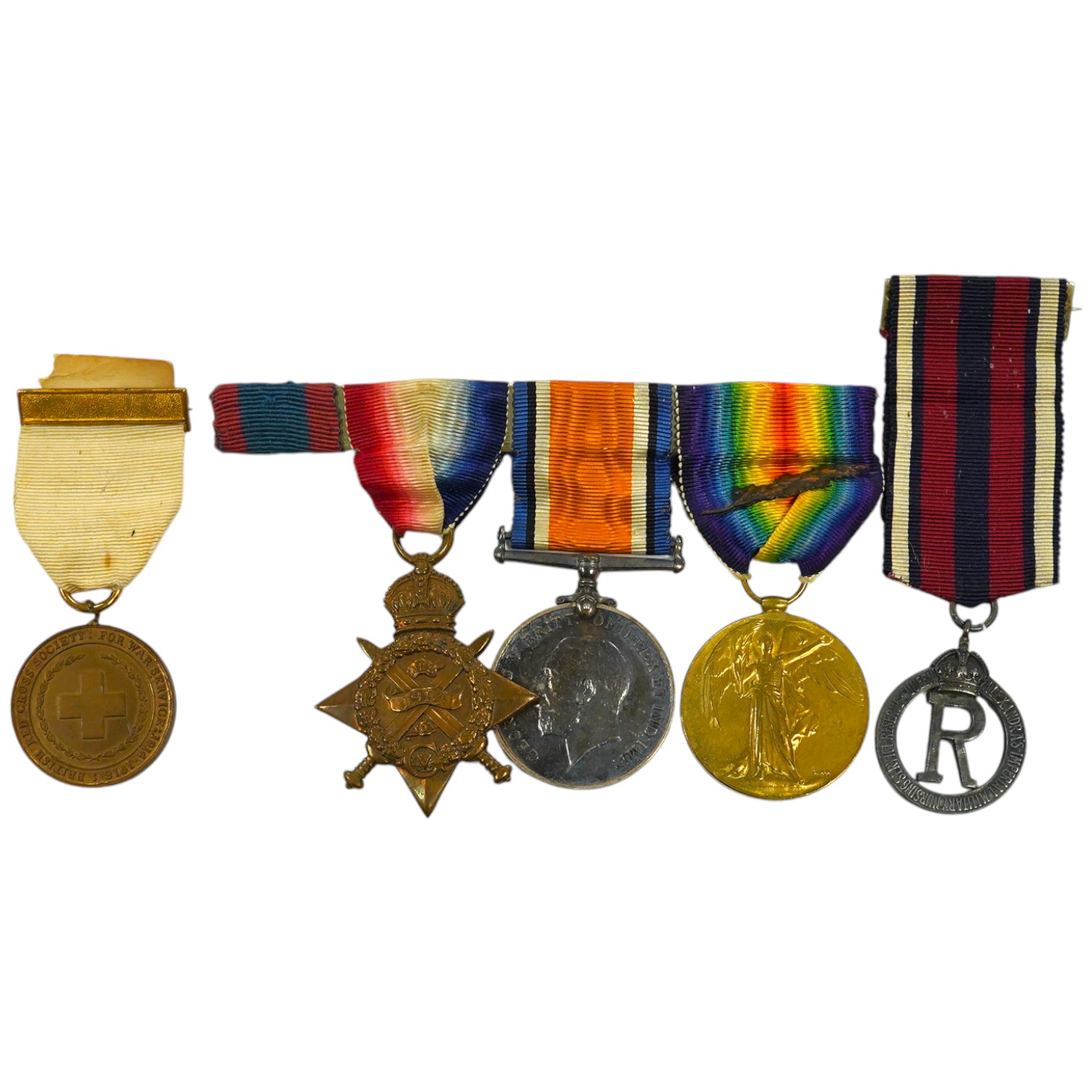 A Great War trio with oakleaf to Assistant Matron B.J.D.Reid, Queen Alexandra's Imperial Military Nursing Service with Royal Red Cross medal and Military Nursing Service Reserve Badge (5)